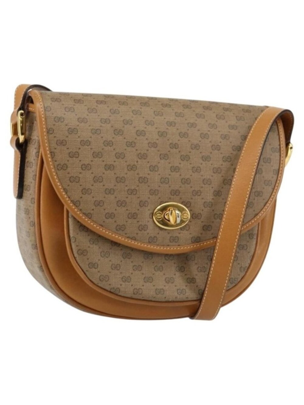 Authentic GUCCI Micro GG Supreme Shoulder Bag PVC Beige Gold 001 084 0259